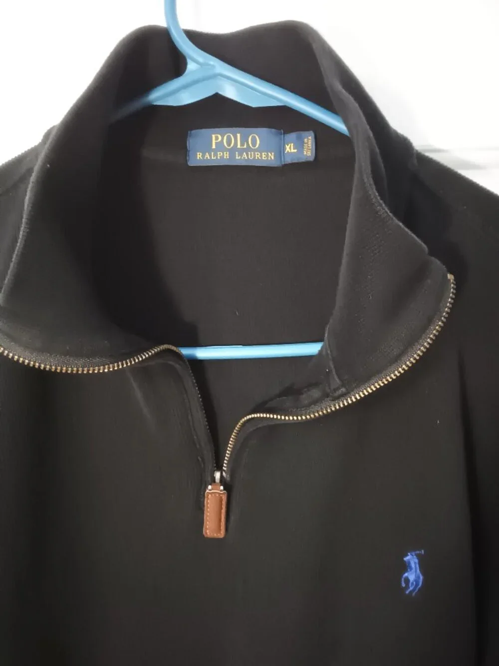 Polo by Ralph Lauren Black Quarter-Zip Sweater with Blue Pony